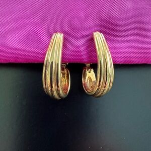 Napier Gold Hoop Earrings Adjustable Screw Back Clip On PRISTINE